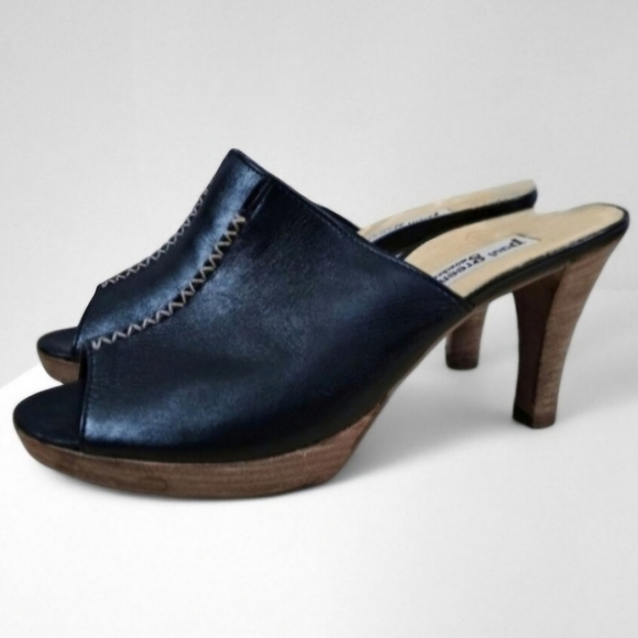 Paul Green Shoes - Paul Green Munchen Mule Heel Womens Shoe Black Leather Open Toe UK Size 7